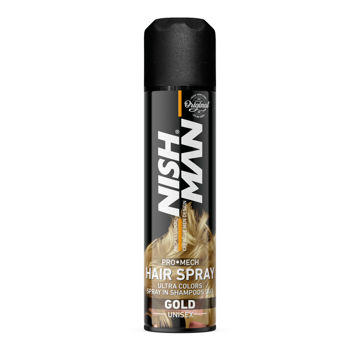 اسپری رنگ مو نیشمن بلوند گلد nishman color hair spray  gold حجم 150 میل