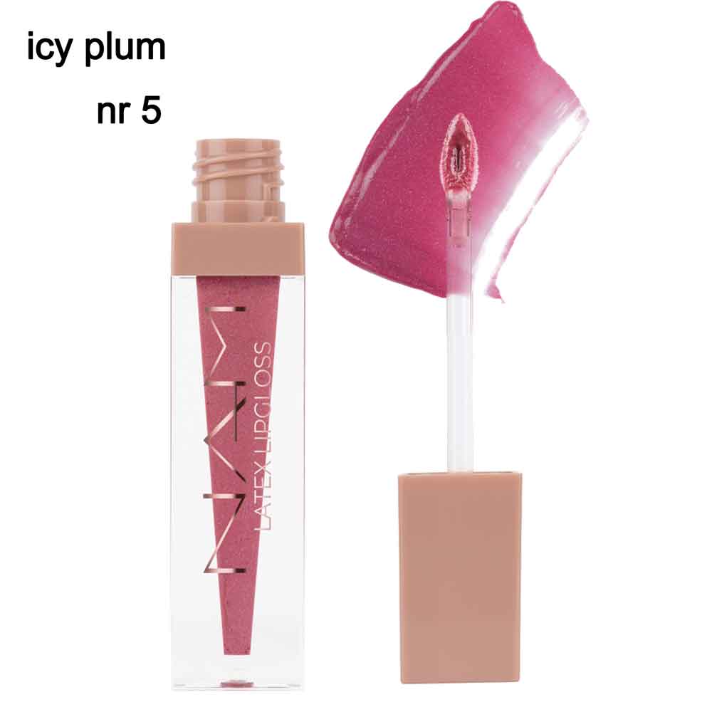 رژ لب مایع براق وحجم دهنده لب نام مدل لاتکس شماره5 ( Nam Latex Lipgloss Volume NR5 icy plum)