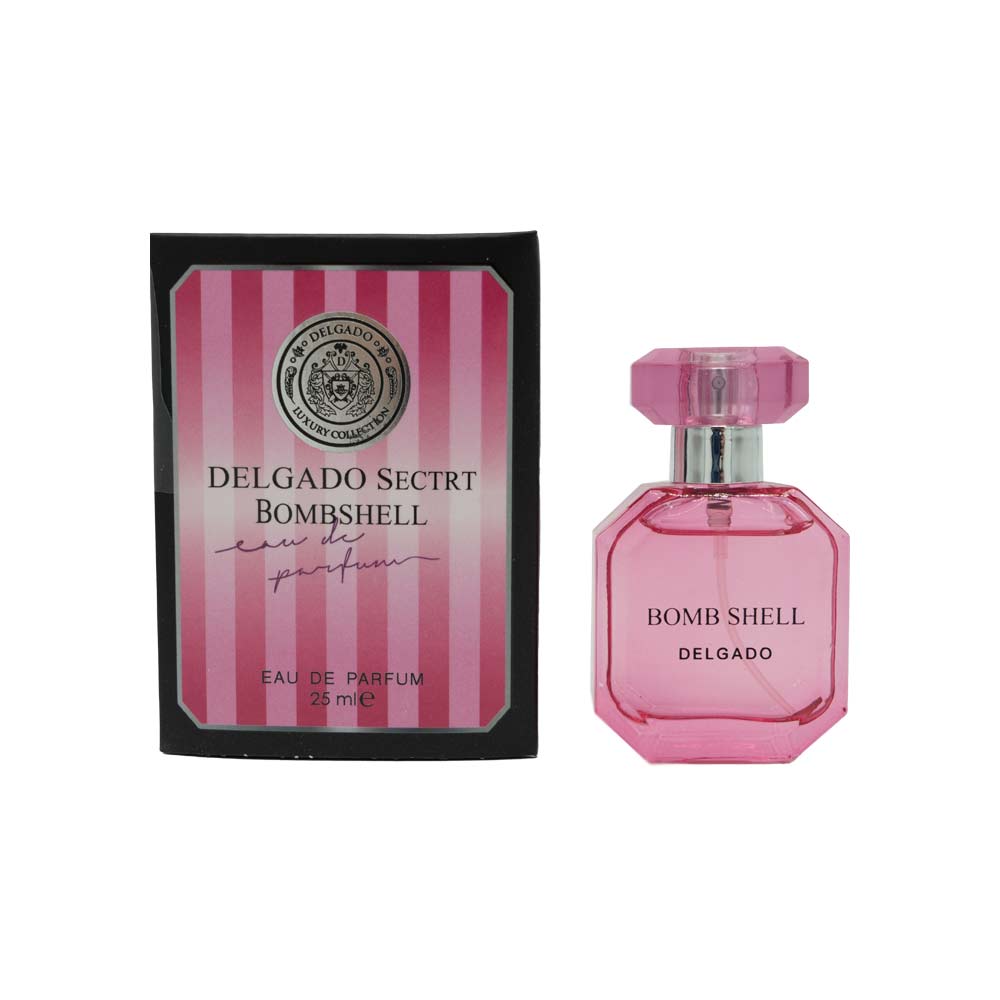 عطر جیبی زنانه دلگادو مدل ویکتوریا سکرت بامشل Delgado perfume, model SECRET BOMBSHELL